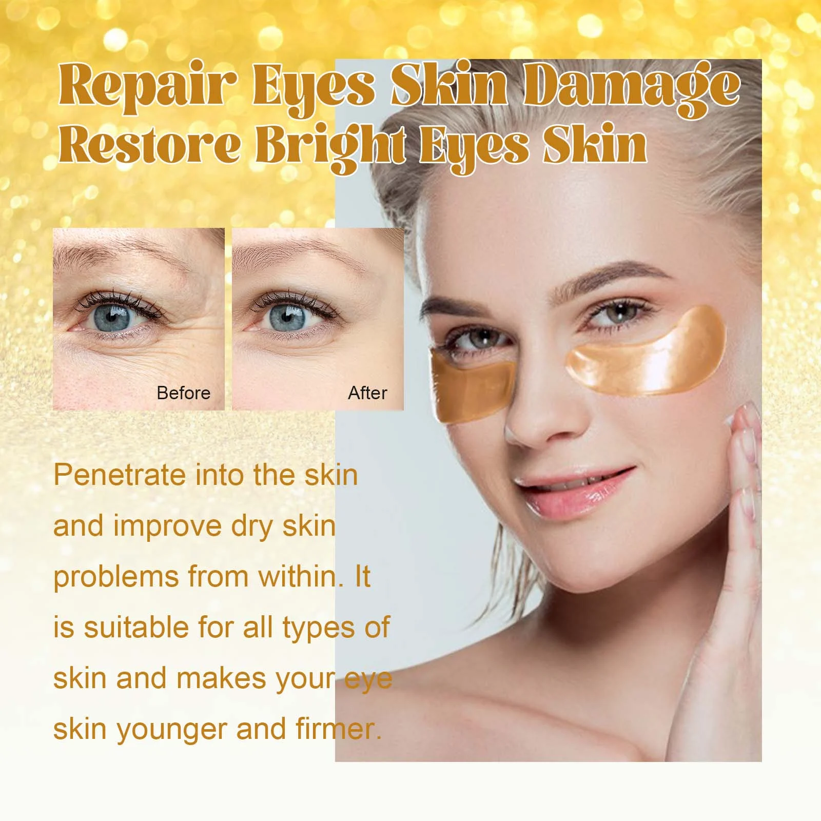 24k Gold Eye Masks Anti-Wrinkle Hydrating 60Pieces 5 24k gold anti wrinkle eye masks 60 pieces cih jn9r92nf desc 5