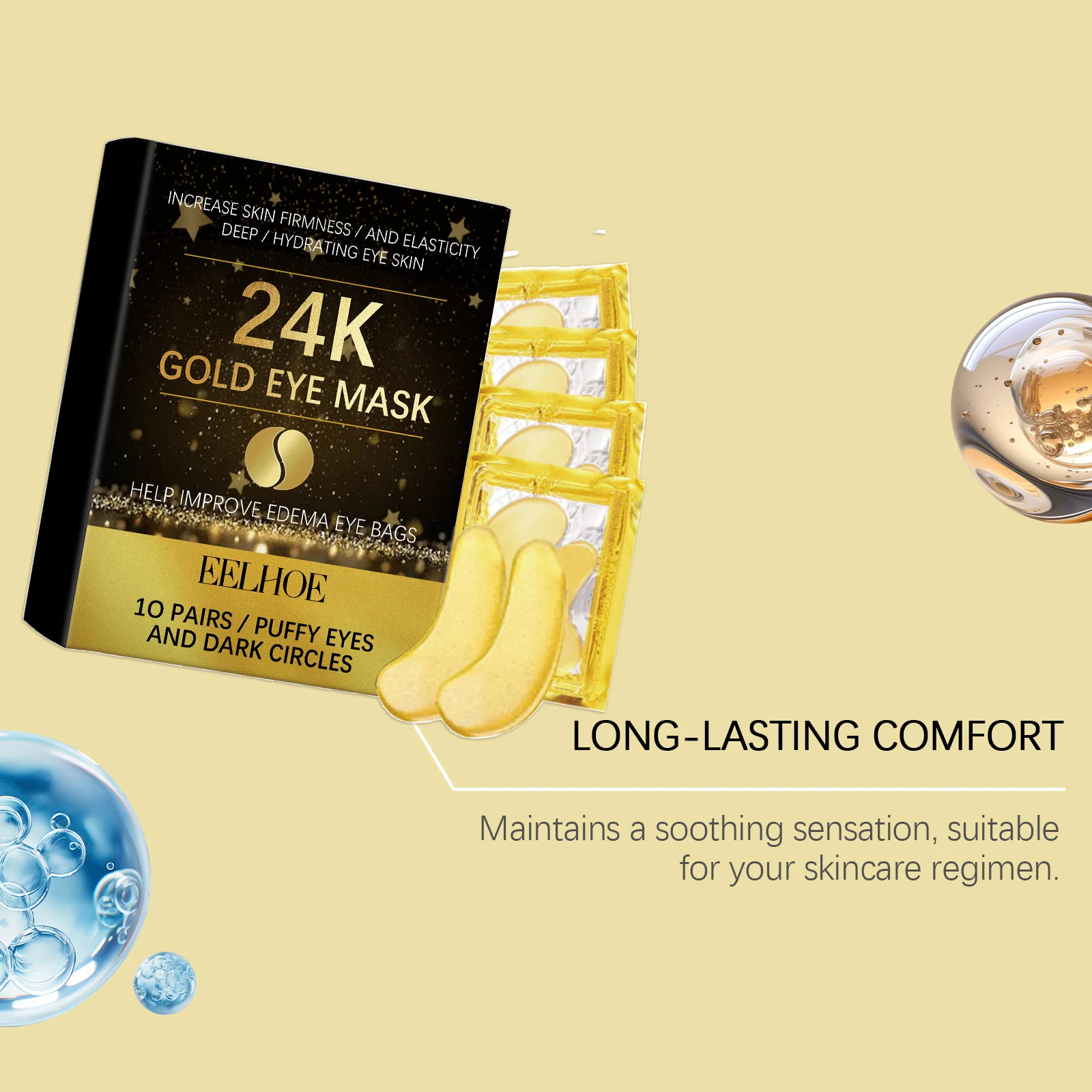 24K Gold Eye Mask 10 Pairs for Puffy Eyes, Dark Circles, Anti-Wrinkle & Firming 8 24k gold eye mask 10 pairs der 9y8r6khv desc 8