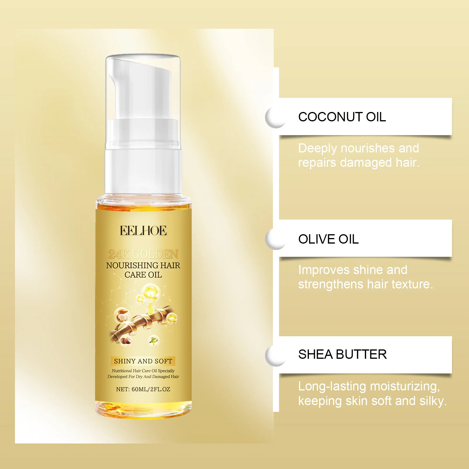 24K Gold Hair Oil 60ml for Deep Nourishing, Frizz Control & Shine 5 24k gold hair oil 60ml cih pkrpztsz desc 5
