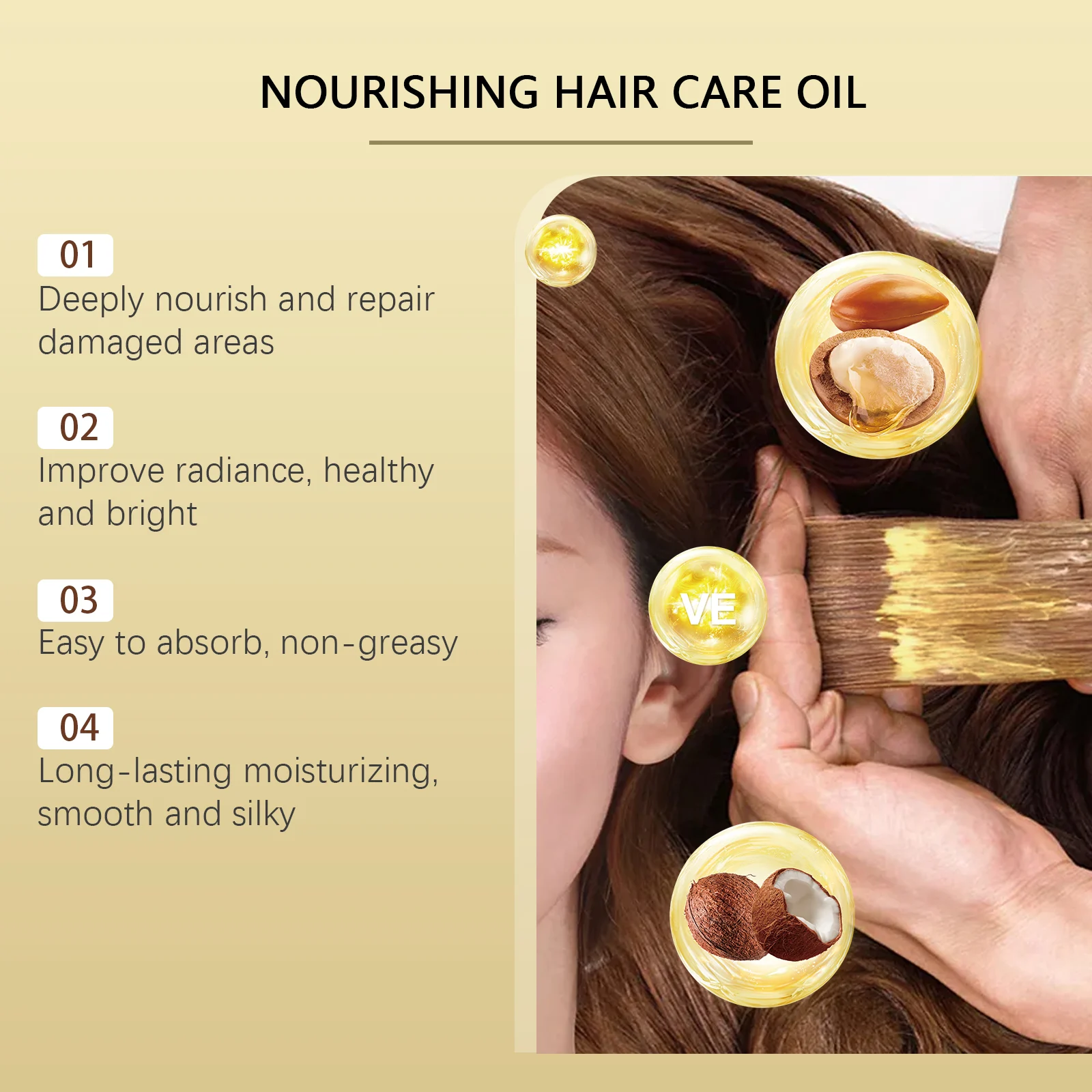 24K Gold Hair Oil 60ml for Deep Nourishing, Frizz Control & Shine 8 24k gold hair oil 60ml cih pkrpztsz desc 8