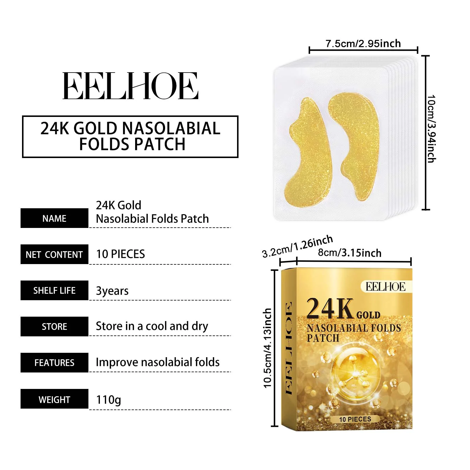 24K Gold Nasolabial Folds Patch Set Reduce Fine Lines Firm Skin 10pcs 1 24k gold nasolabial folds patch 10pcs cih 2fcz9cbn desc 1