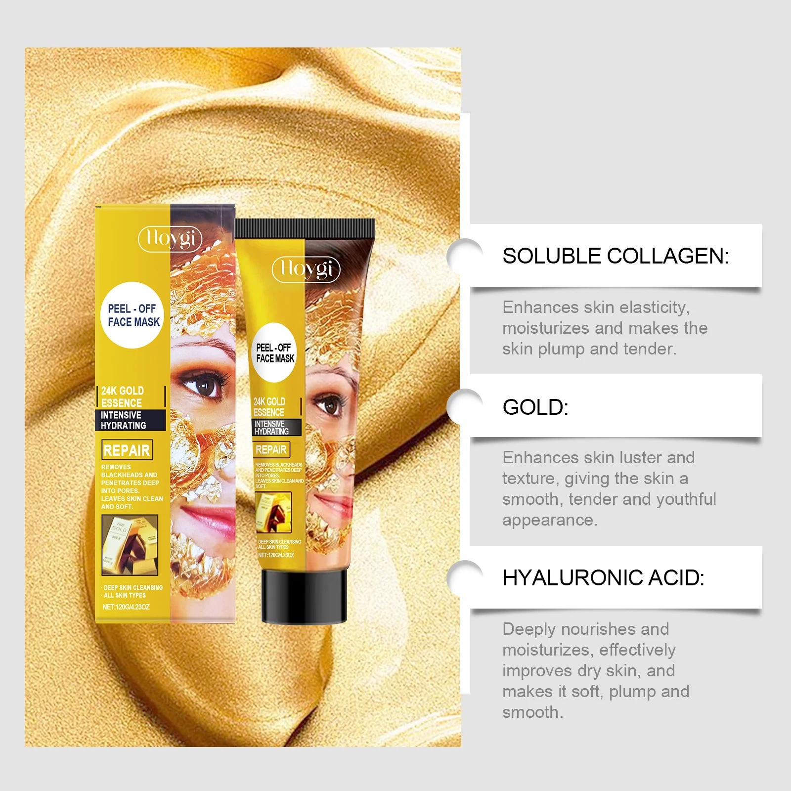 24K Gold Peel-Off Face Mask 120g Deep Cleansing Hydrating Pore Minimizer 8 24k gold peel off face mask 120g deep cleansing cih 8rf2kqrs desc 8