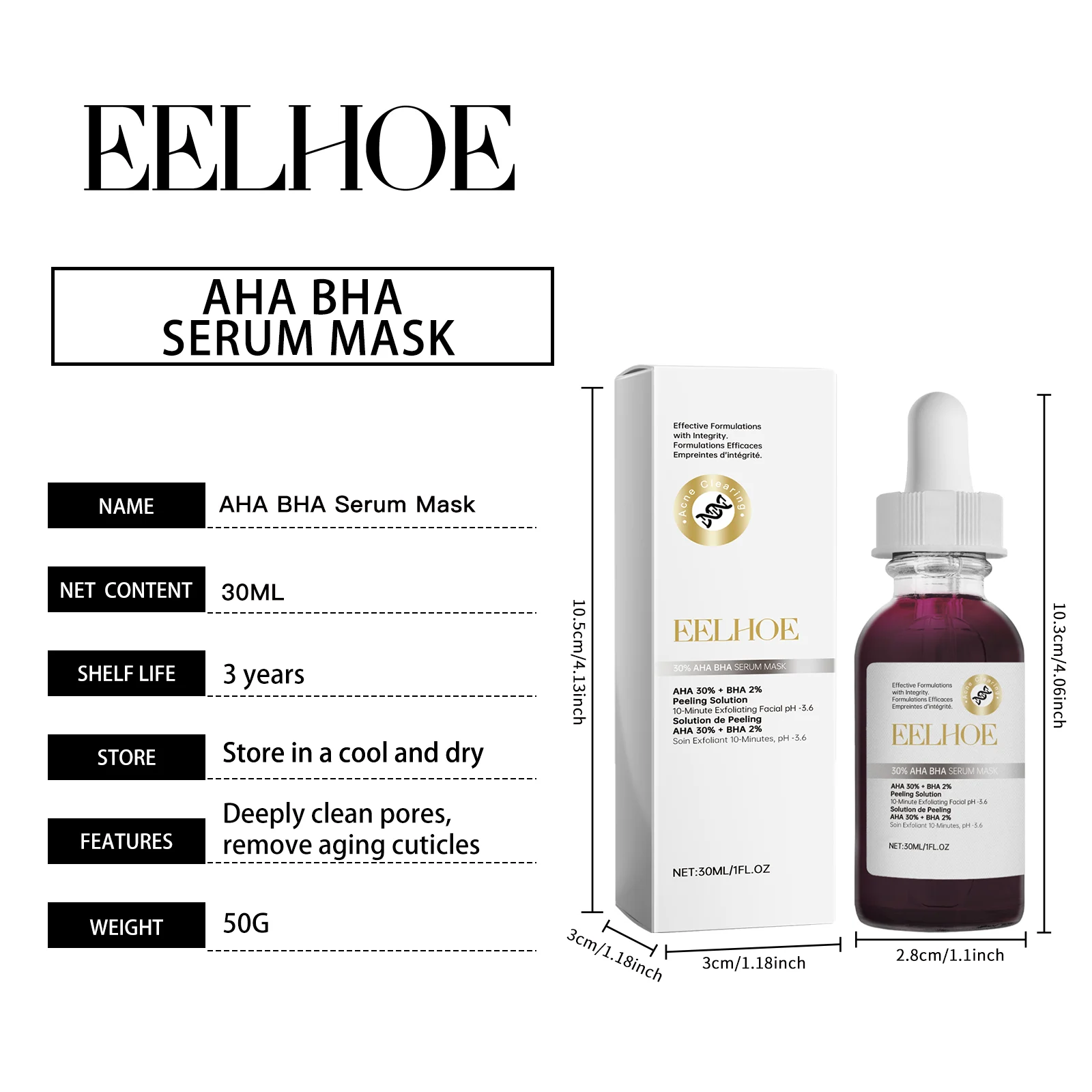 30% AHA BHA Serum Mask 10-Minute Exfoliating Facial Peel for Brightening & Pore Cleansing 30ml 1 30 percent aha bha serum mask 10 minute exfoliating facial peel 30ml cih 87cv52e3 desc 1