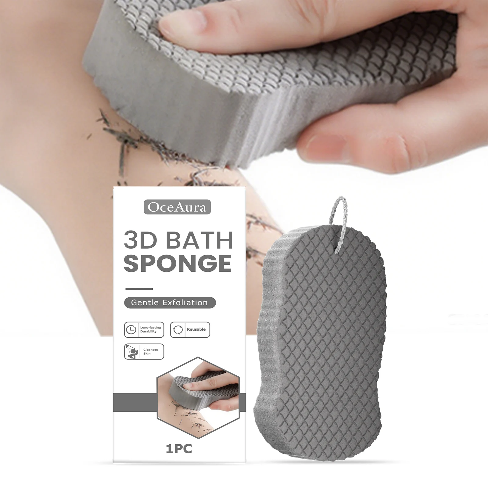 3D Bath Sponge Exfoliating Body Scrubber Reusable PVA Shower Sponge with Hanging String 2 3d bath sponge exfoliating body scrubber pva hanging string cih ry36yv36 desc 2
