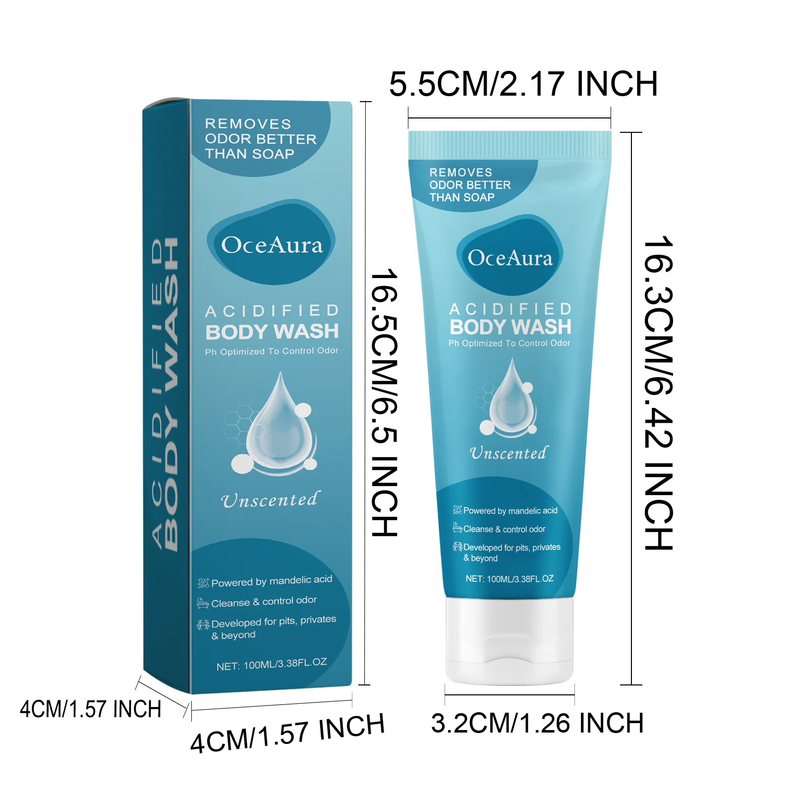 Acidified Body Wash for Odor Control 100ml with Mandelic Acid & Coconut Oil 1 acidified body wash odor control 100ml cih y3dwqu2a desc 1