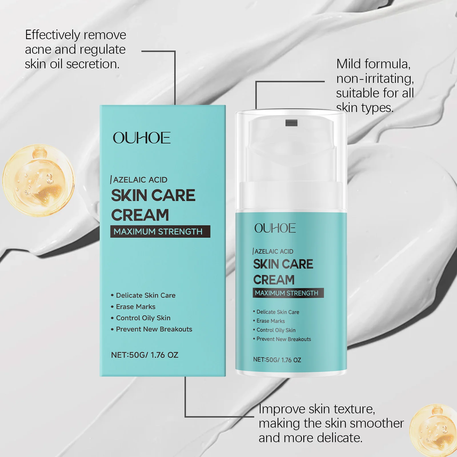 OUHOE Azelaic Acid Acne Care Cream with Hyaluronic Acid for Oily & Acne-Prone Skin 6 acne care face cream der jtcf55bf desc 6