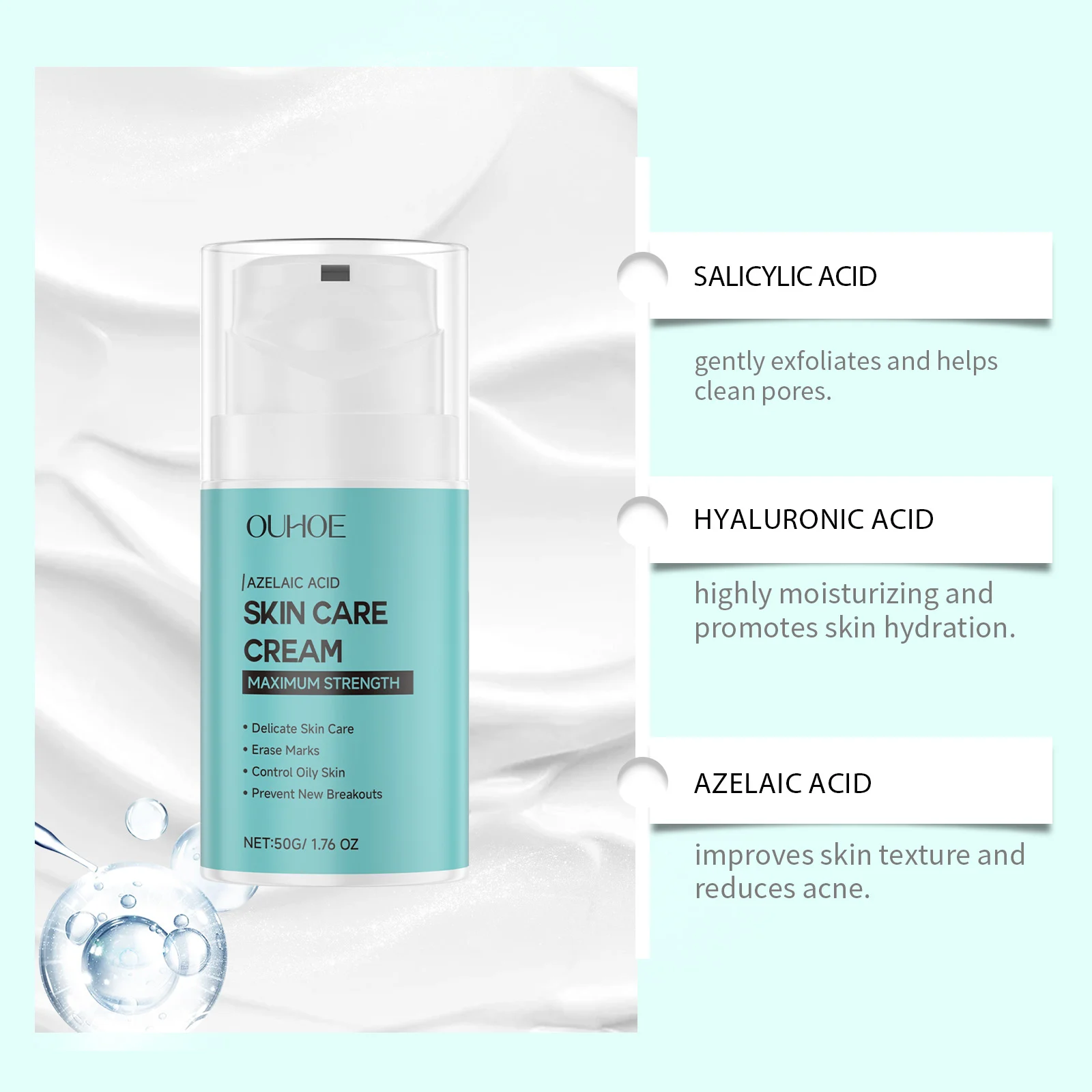 OUHOE Azelaic Acid Acne Care Cream with Hyaluronic Acid for Oily & Acne-Prone Skin 8 acne care face cream der jtcf55bf desc 8