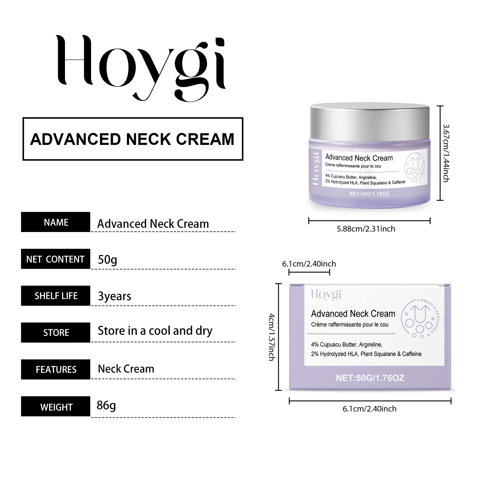 Hoygi Advanced Neck Cream with 4% Cupuacu Butter & Argireline for Firming, Smoothing Fine Lines 1 advanced neck firming cream cih 237skhsq desc 1