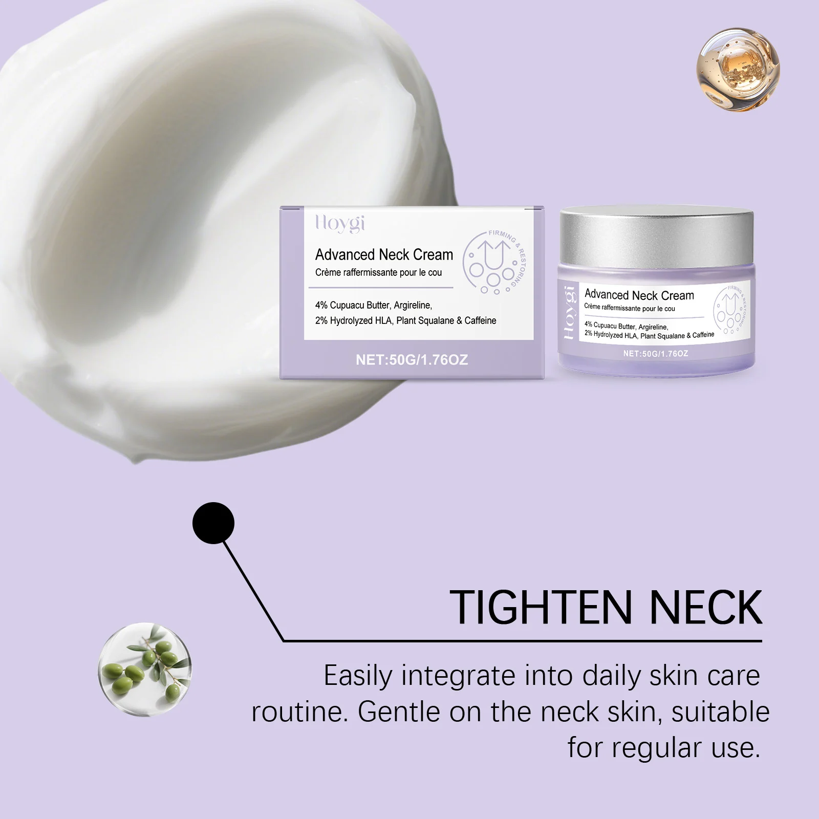 Hoygi Advanced Neck Cream with 4% Cupuacu Butter & Argireline for Firming, Smoothing Fine Lines 6 advanced neck firming cream cih 237skhsq desc 6