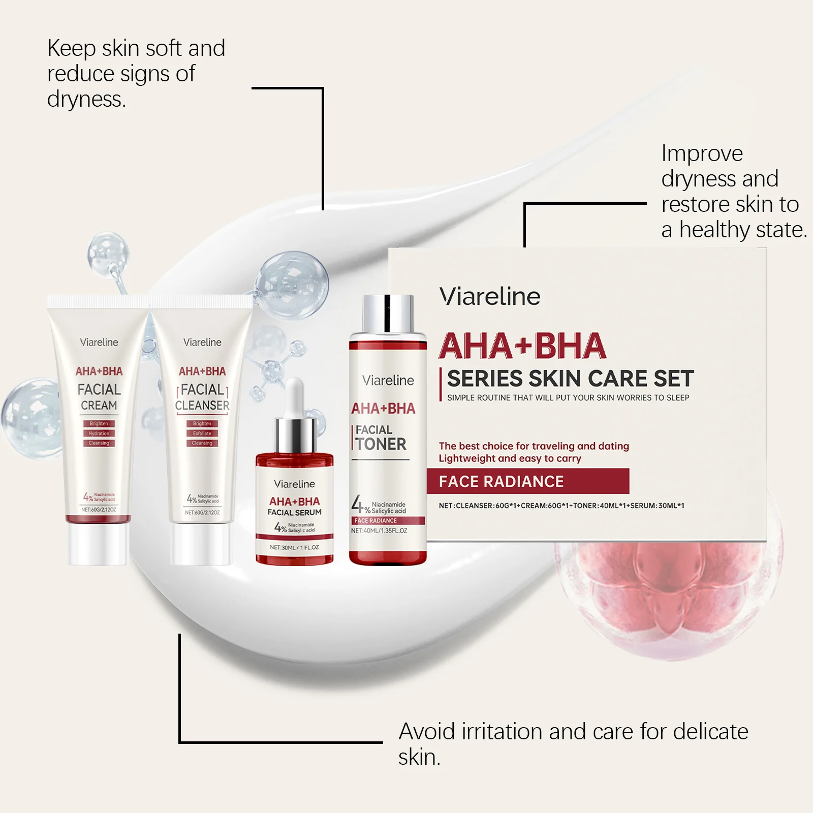 AHA BHA Skincare Set Deep Cleansing & Brightening 4-Piece Routine 12 aha bha skincare set deep cleansing 4 piece cih 656dg8am desc 12
