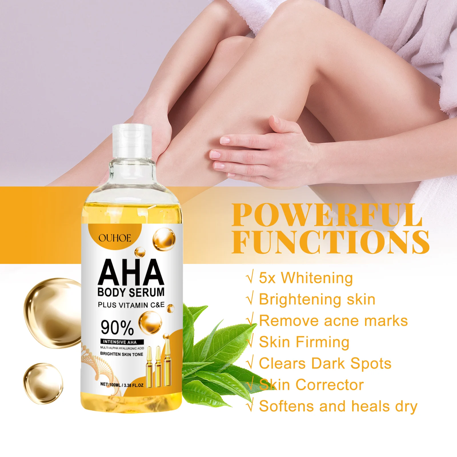AHA Face & Body Serum 100ml Hydrating Brightening with Niacinamide & Hyaluronic Acid 8 aha face body serum 100ml hydrating brightening cih wb662p8z desc 8