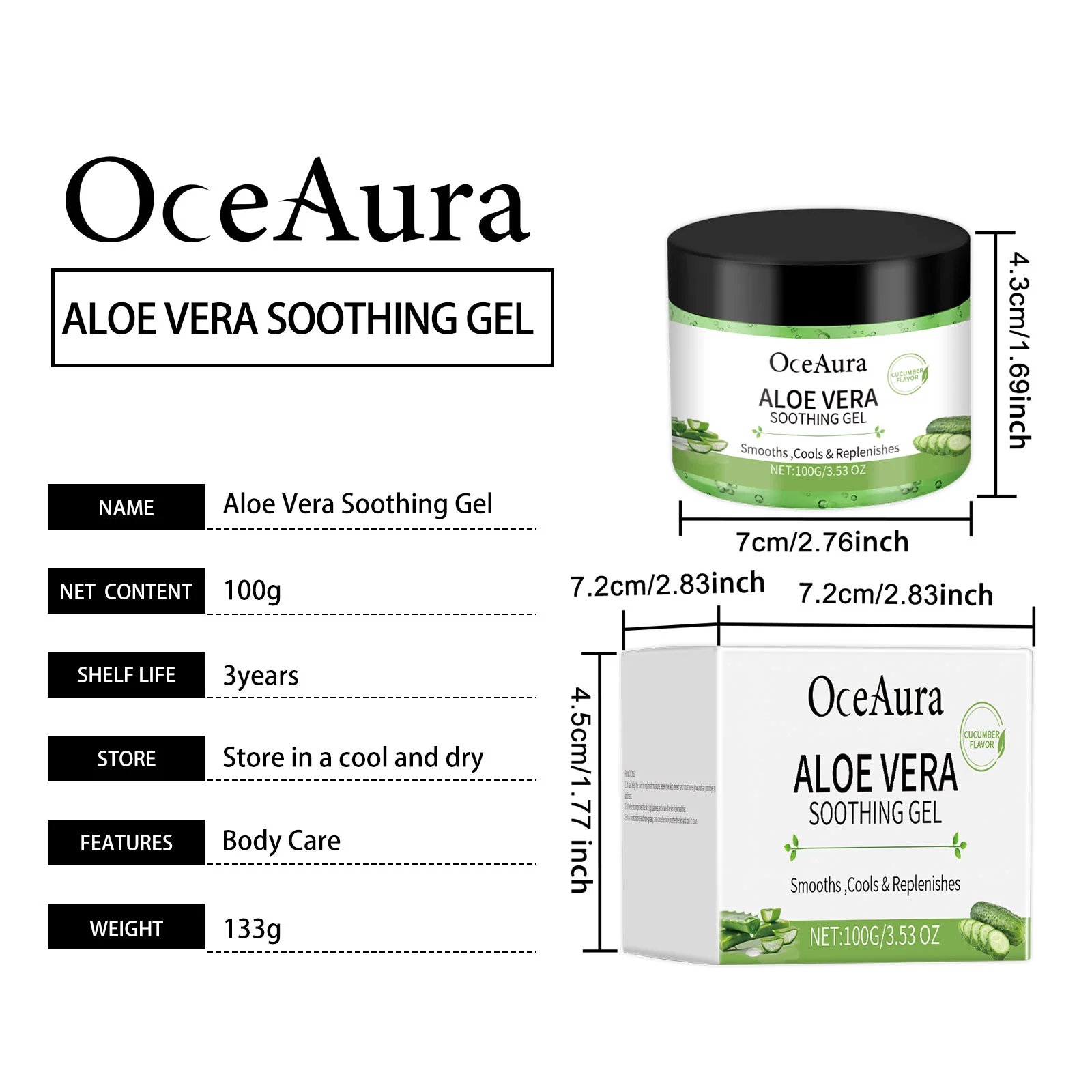Aloe Cucumber Gel 100g Hydrating Soothing Moisturizer for Face and Body 1 aloe cucumber gel 100g hydrating soothing moisturizer cih 5naf9xm2 desc 1