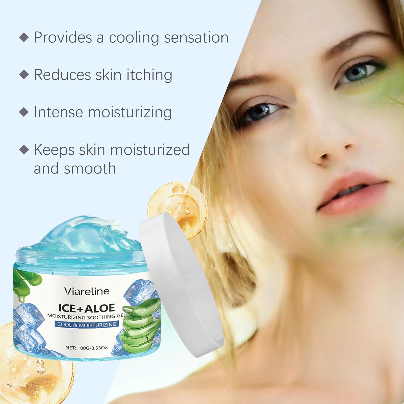 Viareline Anti-Aging Ice Aloe Soothing Gel for Face - Hydrating & Moisturizing 5 aloe soothing moisturizing gel cih 5cxvv9ex desc 5