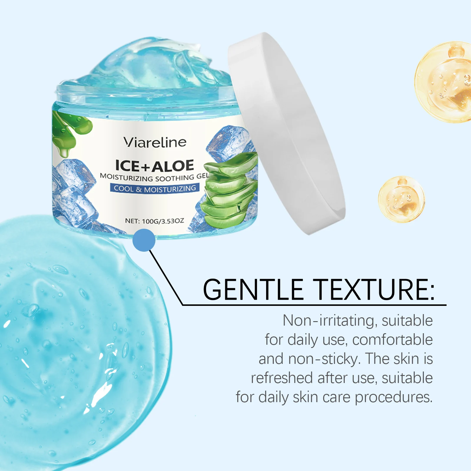 Viareline Anti-Aging Ice Aloe Soothing Gel for Face - Hydrating & Moisturizing 7 aloe soothing moisturizing gel cih 5cxvv9ex desc 7