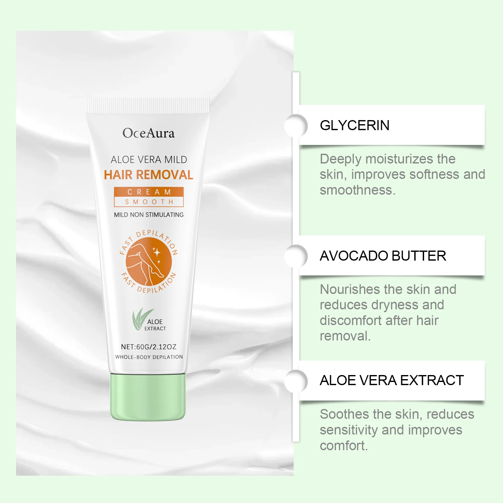 Aloe Vera Hair Removal Cream Soothing Depilatory Cream with Shea Butter 60g 7 aloe vera hair removal cream soothing depilatory 60g cih gpf4uene desc 7