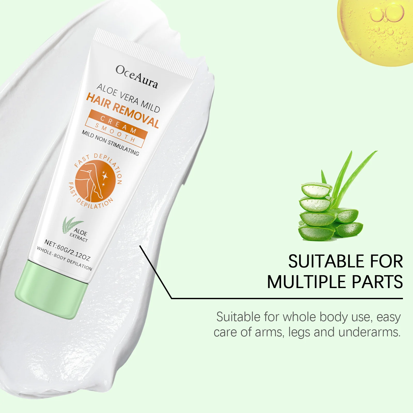 Aloe Vera Hair Removal Cream Soothing Depilatory Cream with Shea Butter 60g 8 aloe vera hair removal cream soothing depilatory 60g cih gpf4uene desc 8