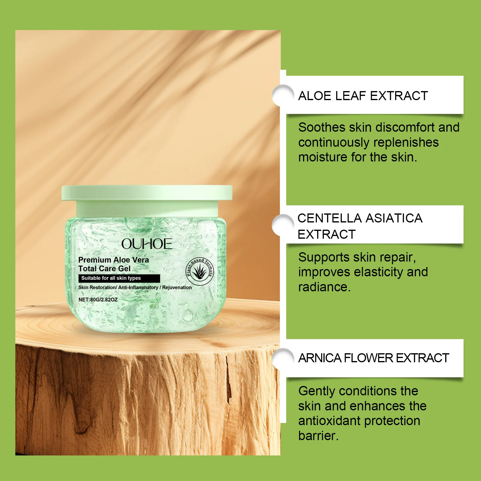 Aloe Vera Moisturizing Care Gel 80g Hydrating Brightening Soothing Multi-Effect Repair 6 aloe vera moisturizing care gel 80g der rkbth3hk desc 6