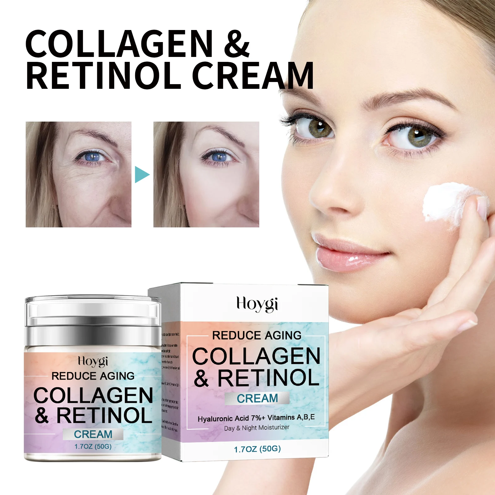 Hoygi Collagen & Retinol Cream Anti-Aging Moisturizer With Hyaluronic Acid & Vitamins 2 anti aging collagen retinol cream cih 6daujktq desc 2
