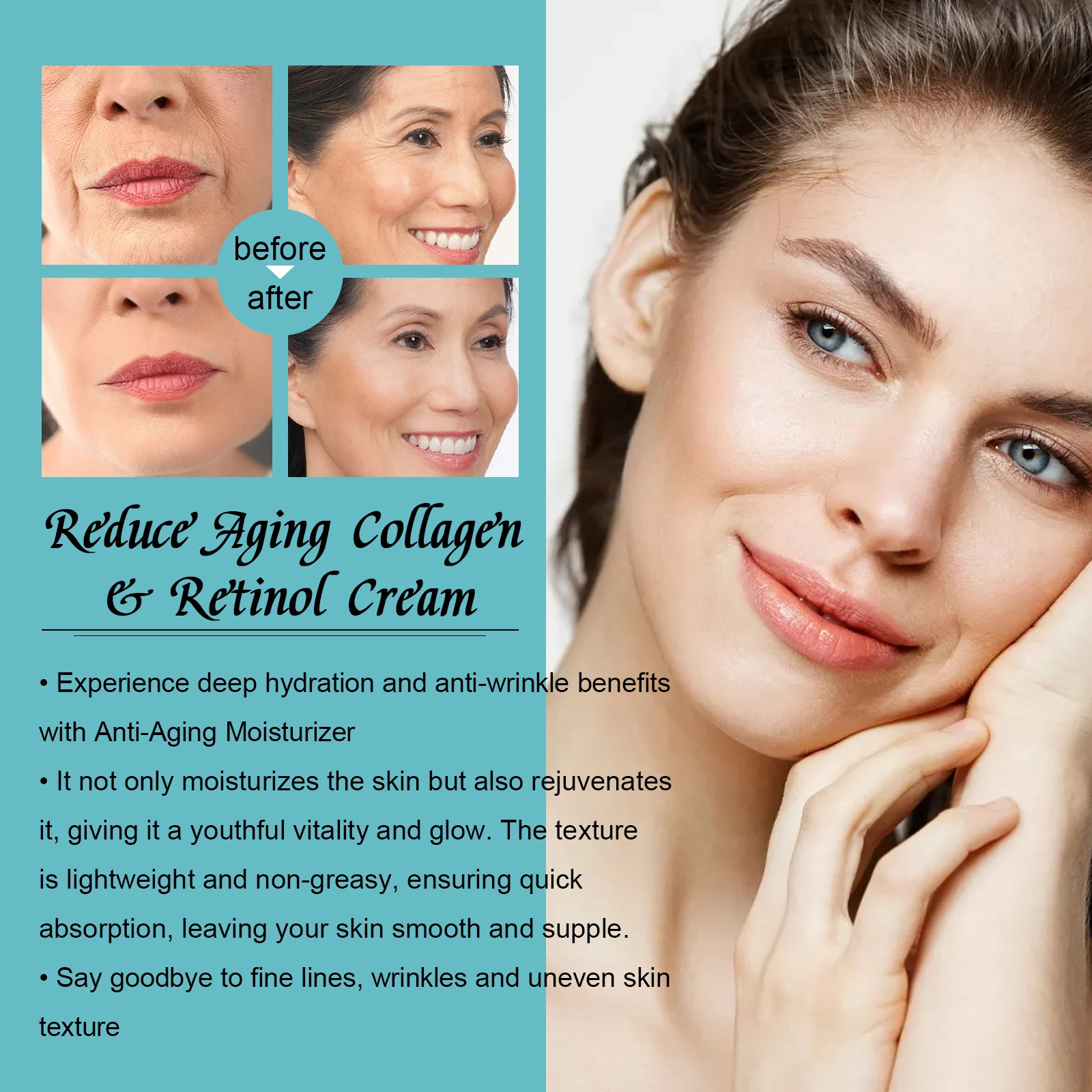 Hoygi Collagen & Retinol Cream Anti-Aging Moisturizer With Hyaluronic Acid & Vitamins 5 anti aging collagen retinol cream cih 6daujktq desc 5
