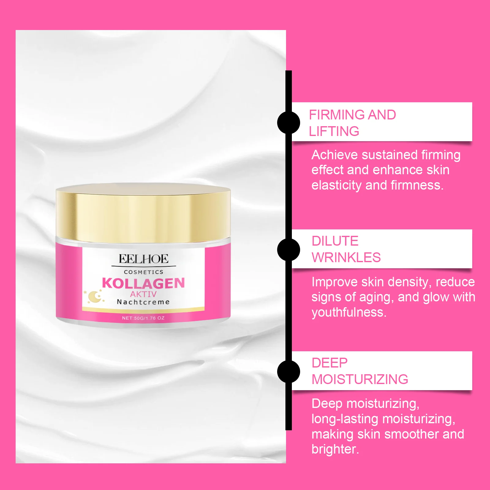 Anti-Aging Firming Cream 50g Deep Moisturizing Collagen Night Cream for Wrinkles & Elasticity 5 anti aging firming collagen night cream 50g cih saggjbwb desc 5