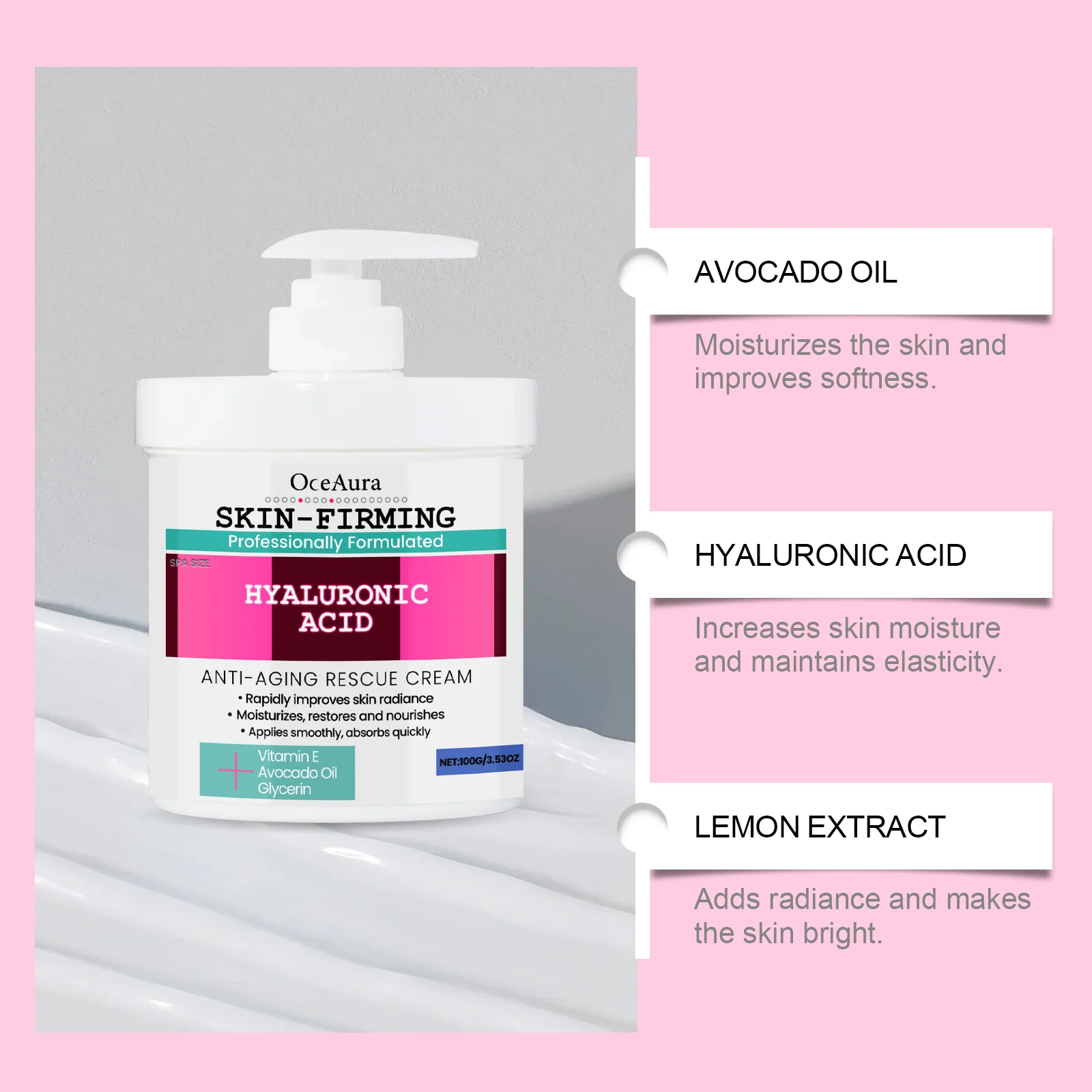 OceAura Anti-Aging Rescue Cream with Hyaluronic Acid & Vitamin E for Firming & Moisturizing 5 anti aging firming moisturizer cream cih ndr8xjxu desc 5