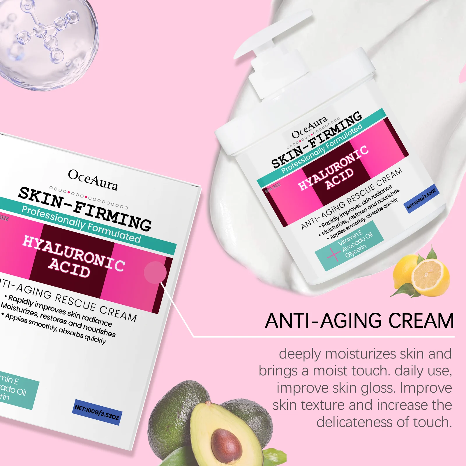 OceAura Anti-Aging Rescue Cream with Hyaluronic Acid & Vitamin E for Firming & Moisturizing 8 anti aging firming moisturizer cream cih ndr8xjxu desc 8