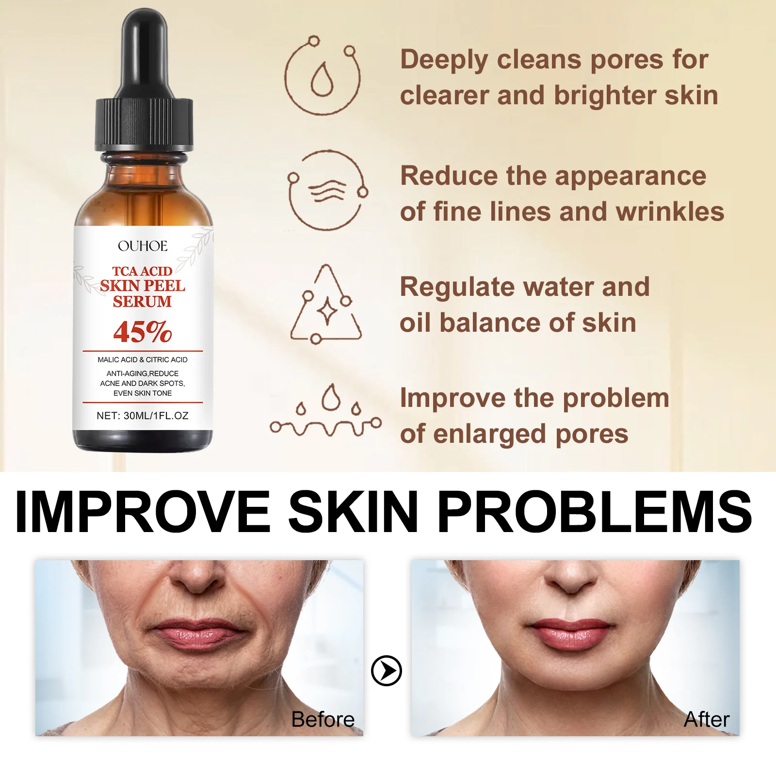 Anti Aging Serum with Apple Acid, Citric Acid & Ascorbic Acid 30ml 5 anti aging serum 30ml cih 7nejwpcs desc 5