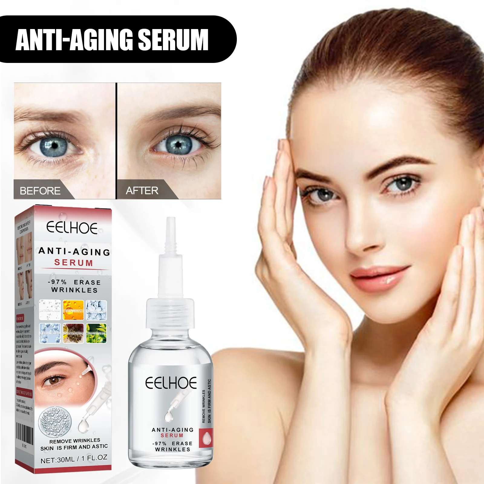 Anti-Aging Serum Deep Cleansing Anti-Wrinkle Essence for Face Reduces Fine Lines by 97% 30ml 2 anti aging serum deep cleansing anti wrinkle essence 30ml cih uf8qv8e6 desc 2