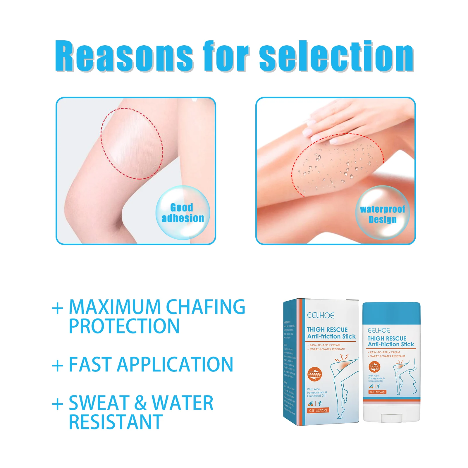 Anti-Chafing Stick for Thighs 23g Waterproof Sweat-Resistant Friction Protection Cream 10 anti chafing stick for thighs 23g cih fqyvh6se desc 10