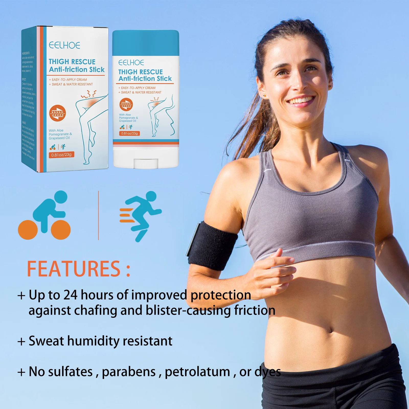 Anti-Chafing Stick for Thighs 23g Waterproof Sweat-Resistant Friction Protection Cream 5 anti chafing stick for thighs 23g cih fqyvh6se desc 5