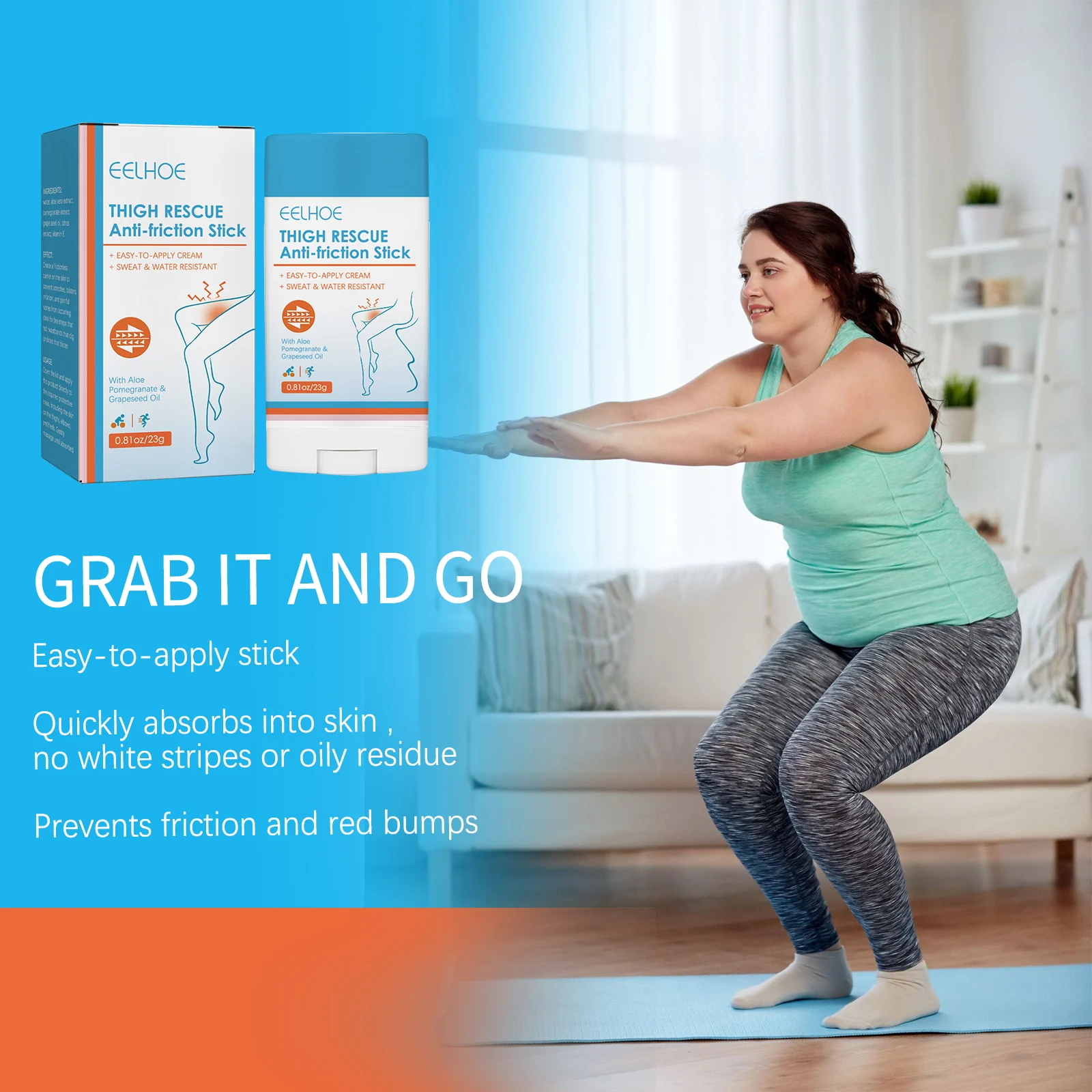 Anti-Chafing Stick for Thighs 23g Waterproof Sweat-Resistant Friction Protection Cream 9 anti chafing stick for thighs 23g cih fqyvh6se desc 9