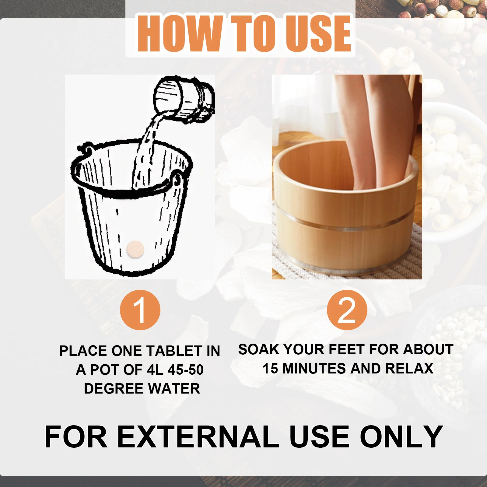 Anti-Fungal Peeling Foot Soak Tablets with Ginger for Exfoliation & Nail Care 3 anti fungal peeling foot soak tablets 10pcs cih tfnaytac desc 3