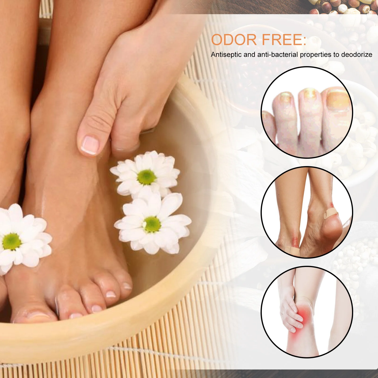 Anti-Fungal Peeling Foot Soak Tablets with Ginger for Exfoliation & Nail Care 7 anti fungal peeling foot soak tablets 10pcs cih tfnaytac desc 7