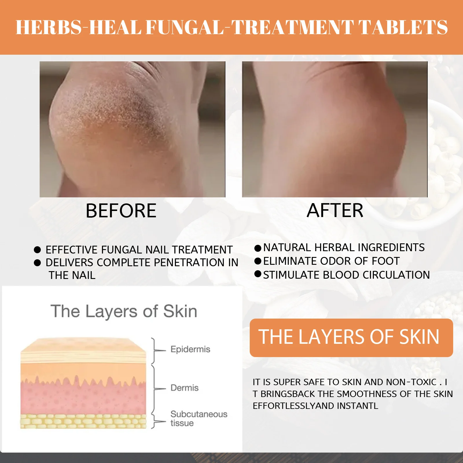 Anti-Fungal Peeling Foot Soak Tablets with Ginger for Exfoliation & Nail Care 8 anti fungal peeling foot soak tablets 10pcs cih tfnaytac desc 8