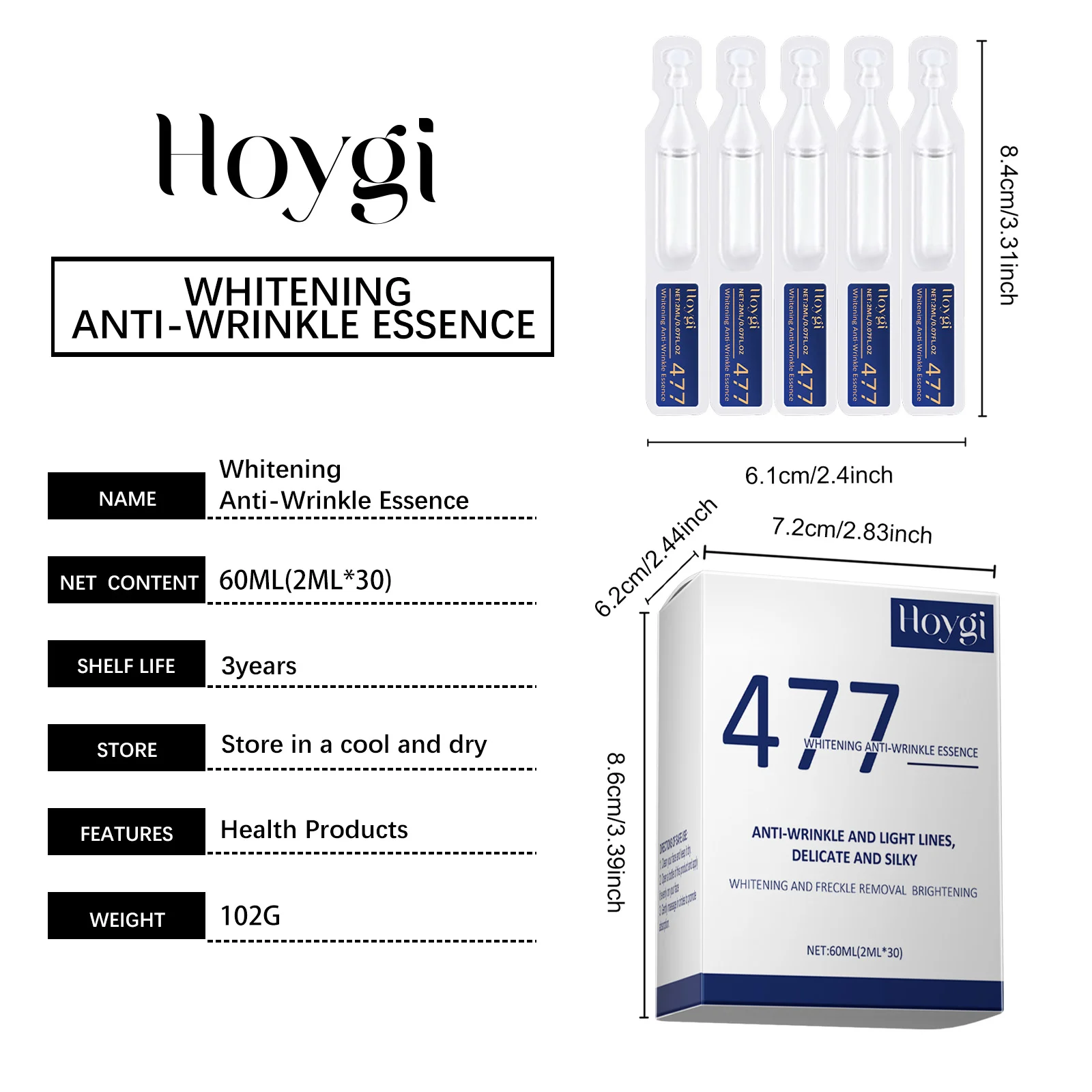 Anti-Wrinkle Brightening Essence 60ml with Hyaluronic Acid & Niacinamide for Firming & Hydration 1 anti wrinkle brightening essence 60ml cih dcgzq5nz desc 1
