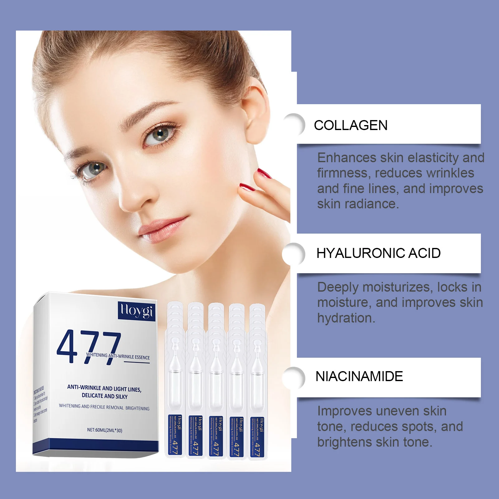 Anti-Wrinkle Brightening Essence 60ml with Hyaluronic Acid & Niacinamide for Firming & Hydration 5 anti wrinkle brightening essence 60ml cih dcgzq5nz desc 5