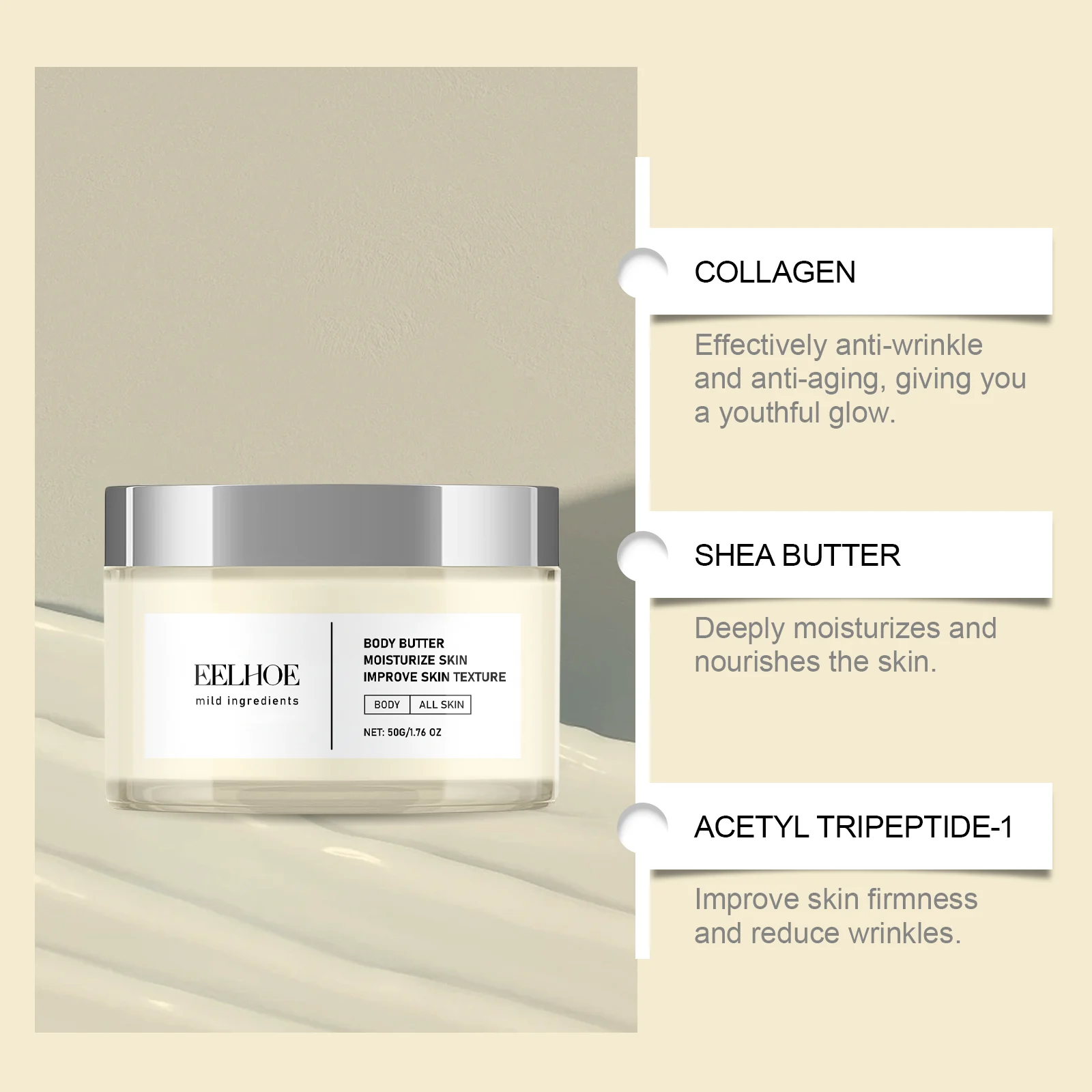 Anti-Wrinkle Firming Body Butter 50g Collagen & Shea Butter Moisturizer for All Skin Types 11 anti wrinkle firming body butter 50g cih baknhy7t desc 11