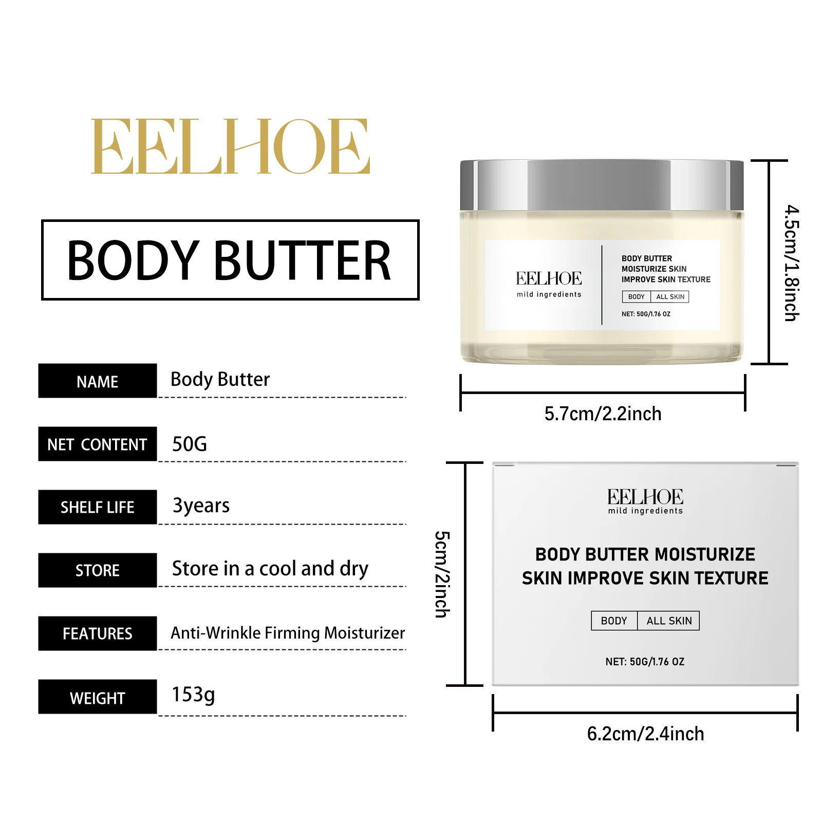 Anti-Wrinkle Firming Body Butter 50g Collagen & Shea Butter Moisturizer for All Skin Types 2 anti wrinkle firming body butter 50g cih baknhy7t desc 2