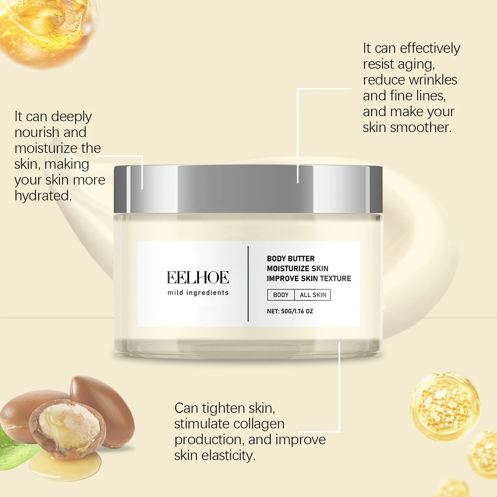 Anti-Wrinkle Firming Body Butter 50g Collagen & Shea Butter Moisturizer for All Skin Types 5 anti wrinkle firming body butter 50g cih baknhy7t desc 5
