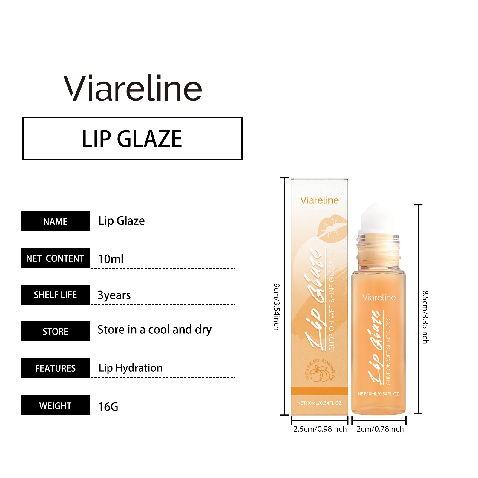 Apricot Hydrating Lip Gloss Rollerball with Honey & Sweet Almond Oil, 10ml 1 apricot hydrating lip gloss rollerbal 10ml der usqr8tna desc 1