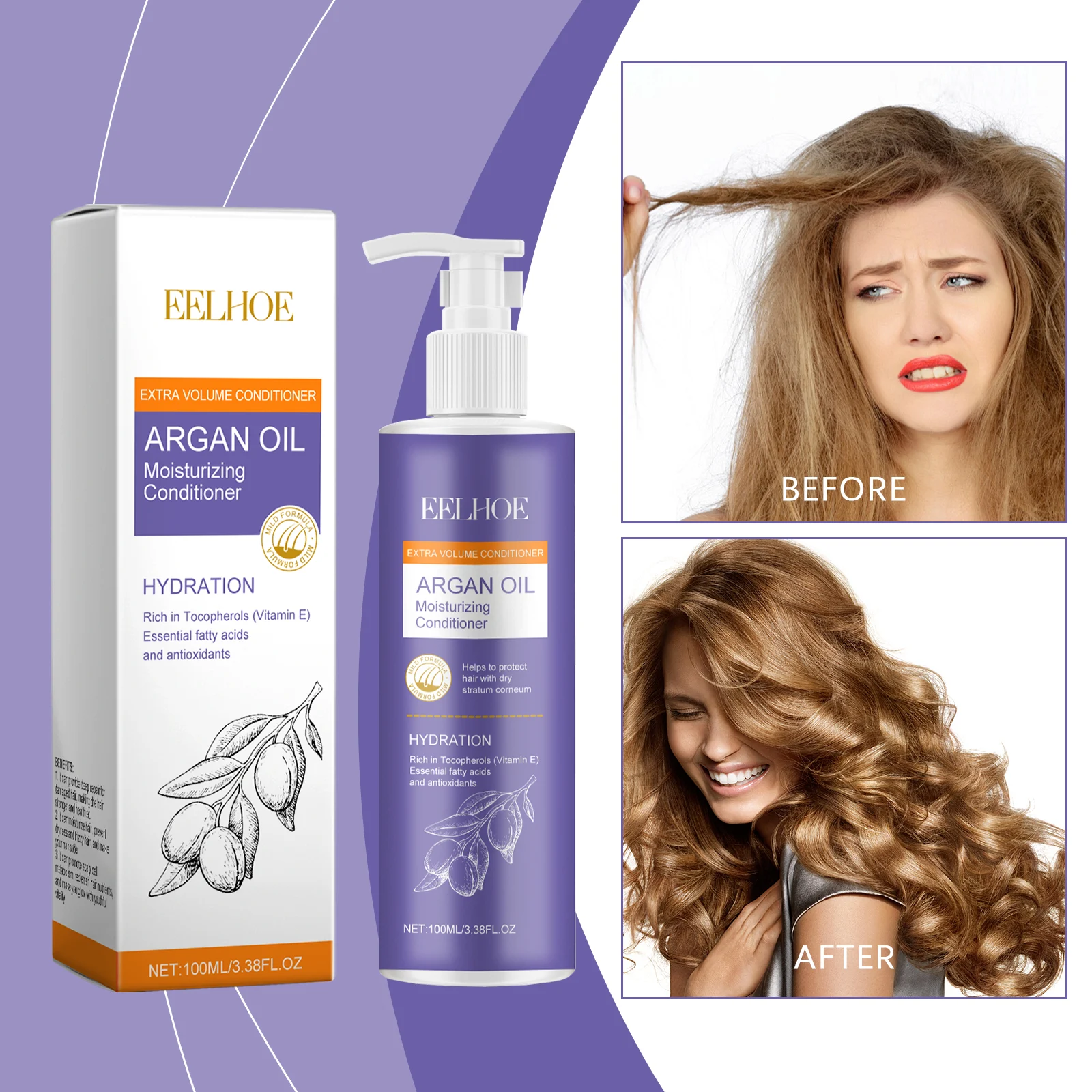 Argan Oil Extra Volume Conditioner for Frizz Control & Heat Protection 100ml 1 argan oil extra volume conditioner 100ml cih kqndpsqx desc 1