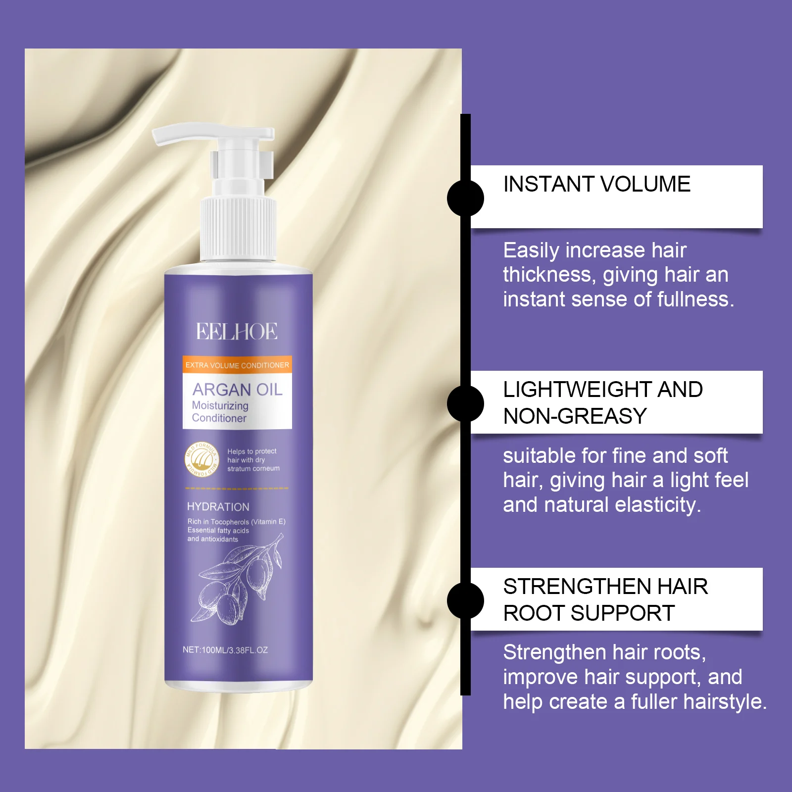 Argan Oil Extra Volume Conditioner for Frizz Control & Heat Protection 100ml 15 argan oil extra volume conditioner 100ml cih xy7mwk6q desc 7