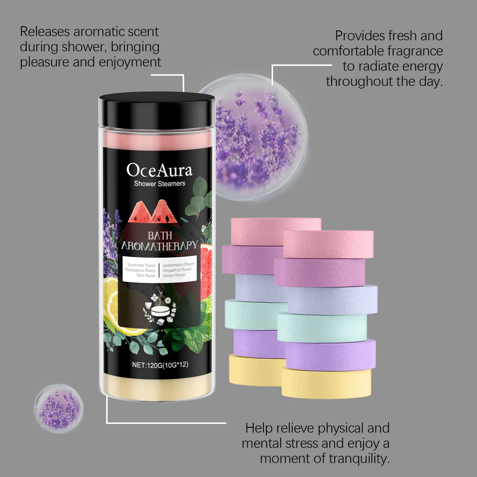 Aromatherapy Shower Steamers Scented Bath Tablets for Stress Relief and Relaxation 8 aromatherapy shower steamers scented bath tablets cih hqrjpaez desc 8