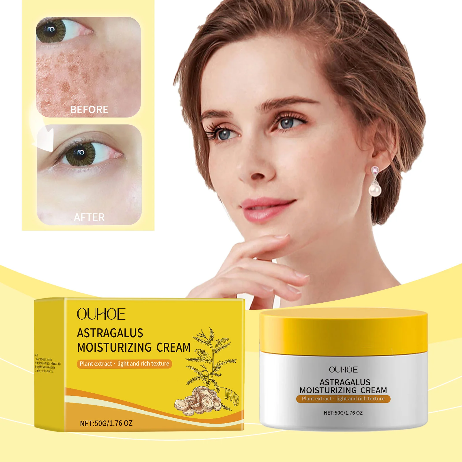 Astragalus Moisturizing Cream Hydrates, Brightens & Tightens Skin 50g 2 astragalus moisturizing cream 50g cih rsk48fg3 desc 2
