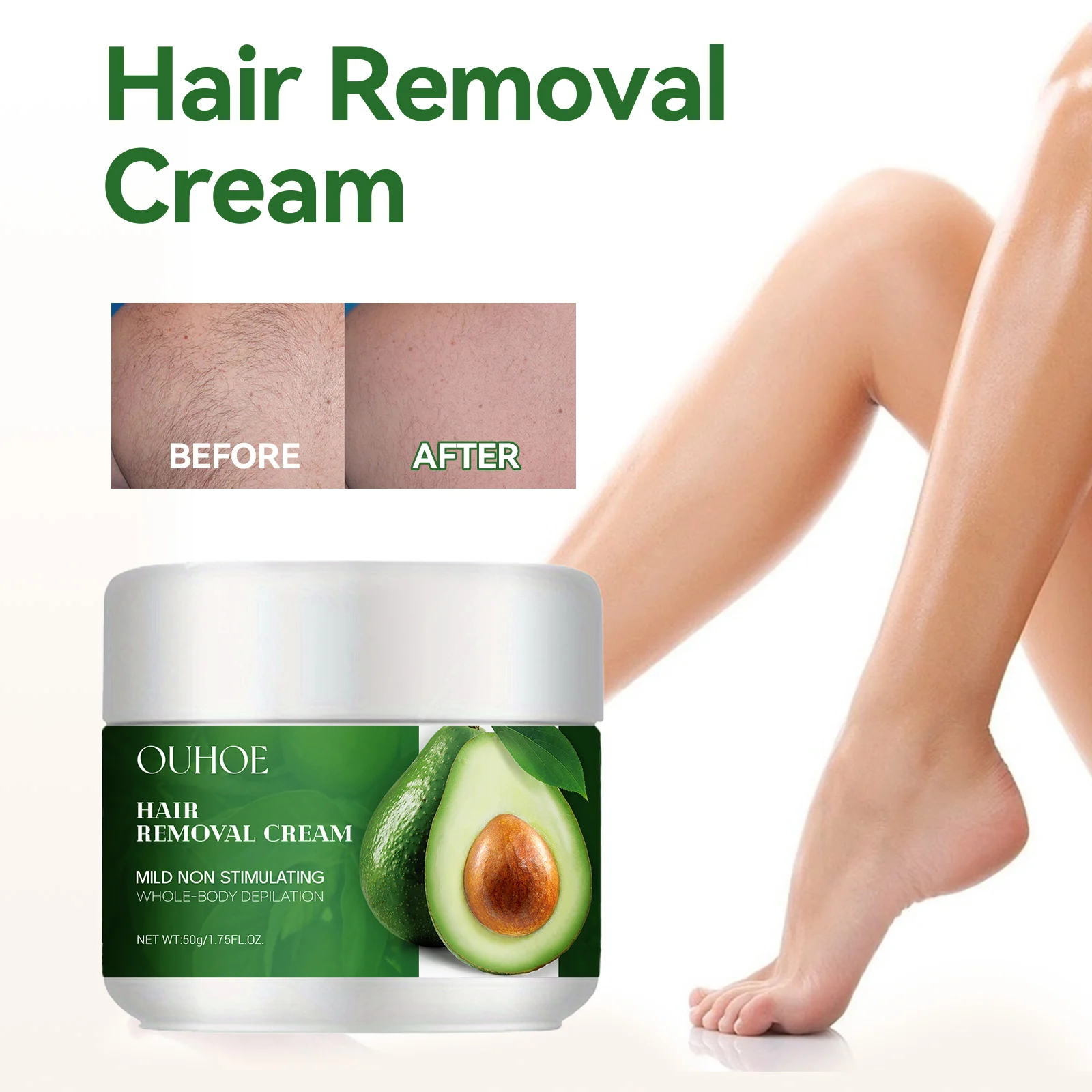 Avocado Hair Removal Cream Gentle Depilatory for Underarms & Legs 2 avocado hair removal cream gentle depilatory cih g97q7sx3 desc 2