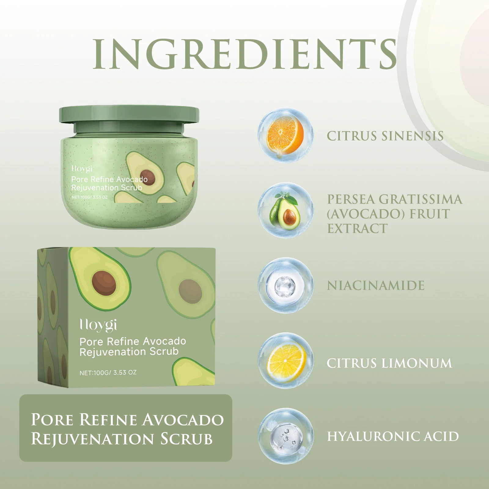 Avocado Ice Cream Body Scrub Exfoliating for Smooth Skin 100g 2 avocado ice cream body scrub exfoliating 100g cih m4jnzf2b desc 3