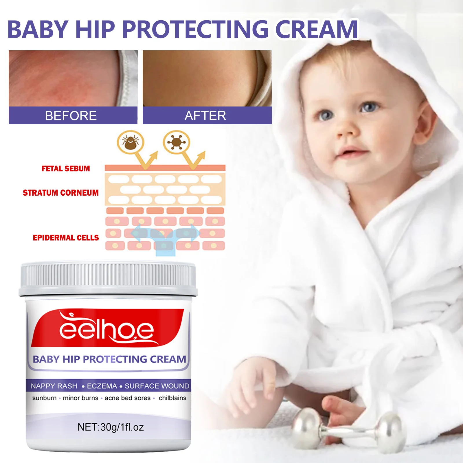 Baby Diaper Rash Cream Soothing Redness and Moisturizing Skin for Infants 30g 2 baby diaper rash cream 30g cih esw63xt7 desc 2