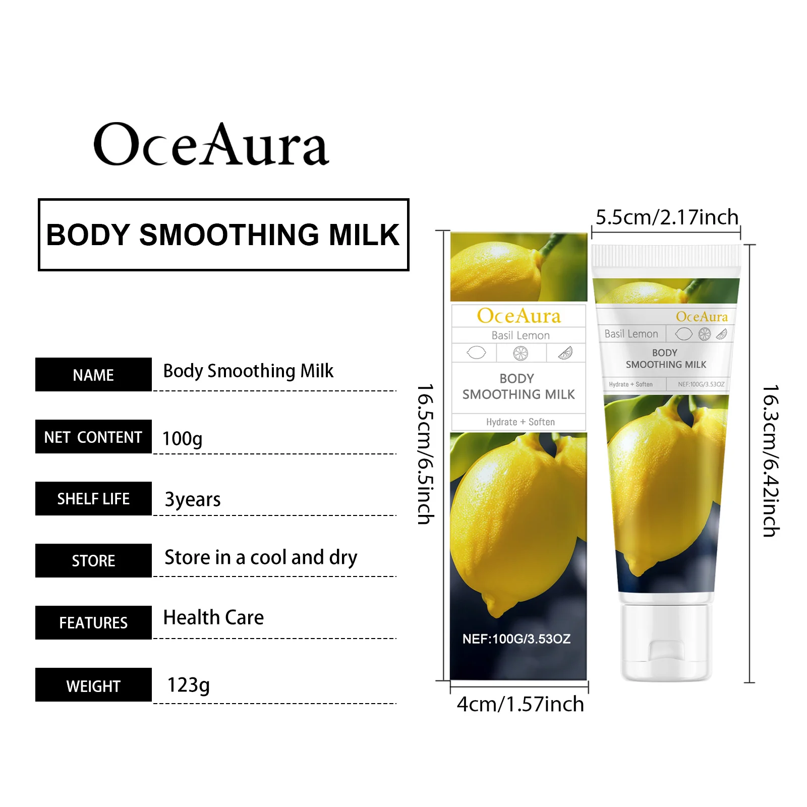 Basil Lemon Body Lotion 100g Hydrating Moisturizer for Soft Smooth Skin 1 basil lemon body lotion hydrating moisturizer 100g cih we2e3yhn desc 1