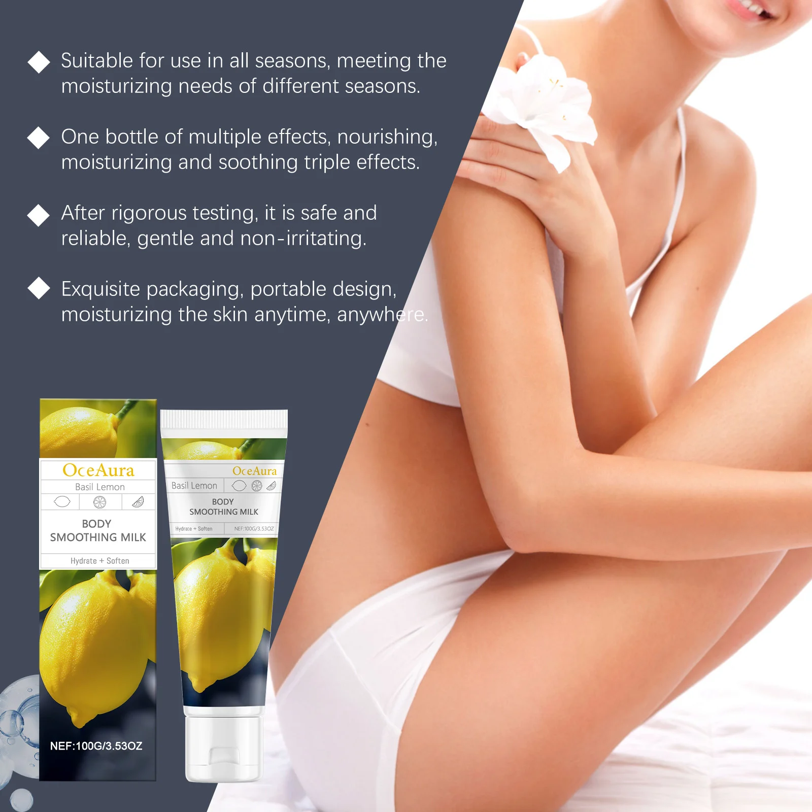 Basil Lemon Body Lotion 100g Hydrating Moisturizer for Soft Smooth Skin 6 basil lemon body lotion hydrating moisturizer 100g cih we2e3yhn desc 6