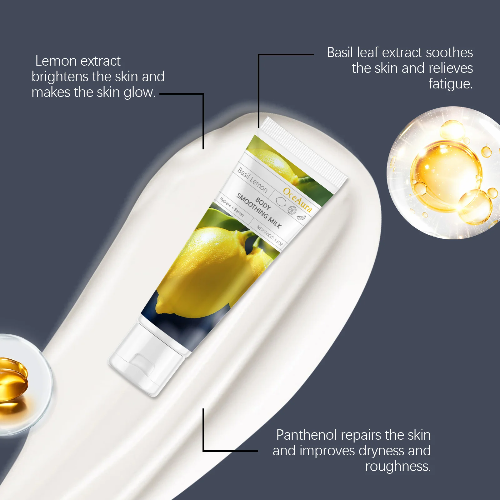 Basil Lemon Body Lotion 100g Hydrating Moisturizer for Soft Smooth Skin 8 basil lemon body lotion hydrating moisturizer 100g cih we2e3yhn desc 8